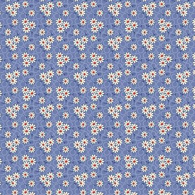 Aunt Grace Goes Scrappy White Daisies / Blue rep544