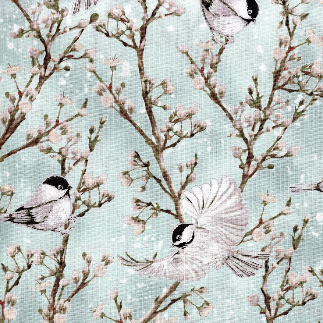 Cotton And Pine Chickadees / Foam Green with Silver Metallic cr1110
