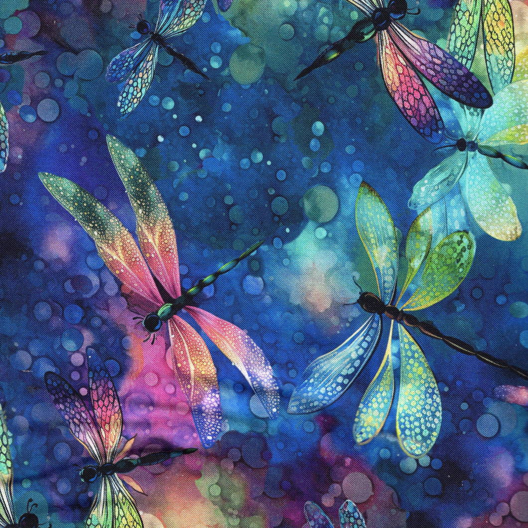 Fantasy Dragonflies / Multi on Navy cr1118