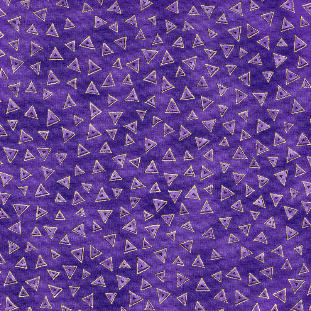 Laurel Burch Basic Triangles / Dark Purple with Gold Metallic lb179