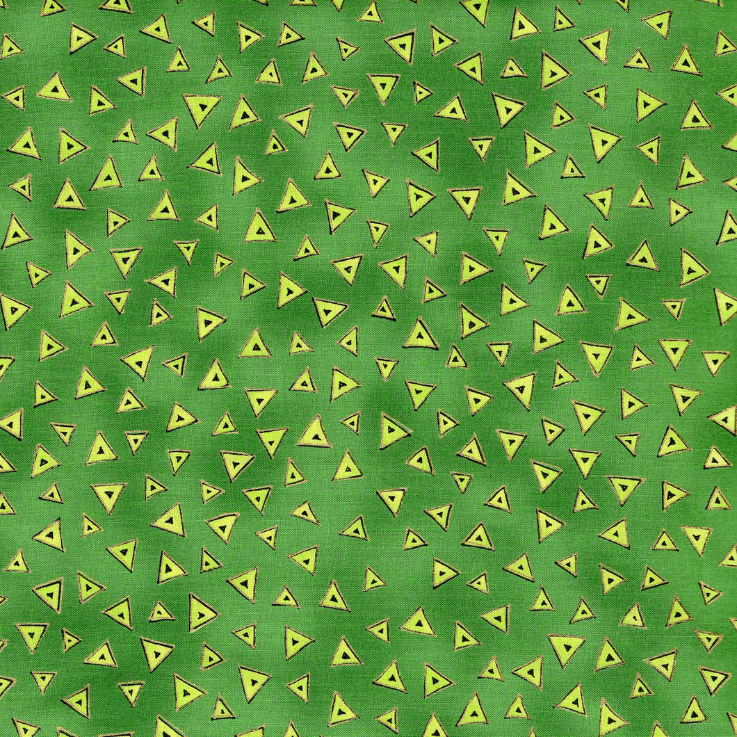 Laurel Burch Basic Triangles / Green with Gold Metallic lb180