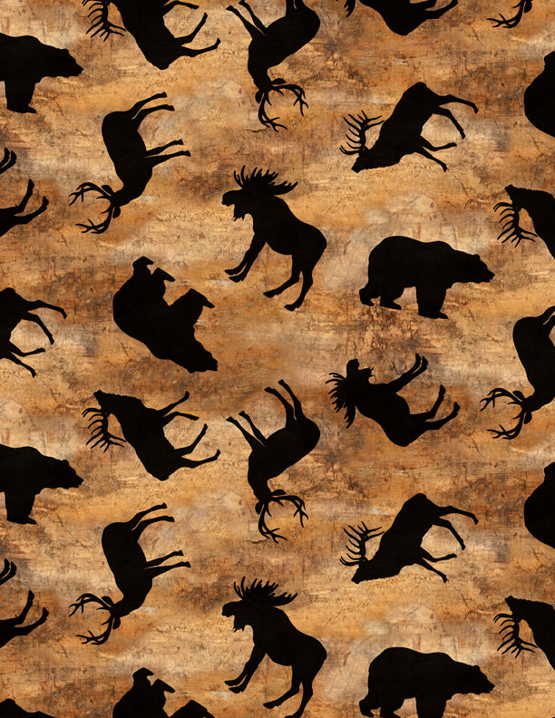Black Bear, Moose And Deer Flannel / Golden Brown fla303