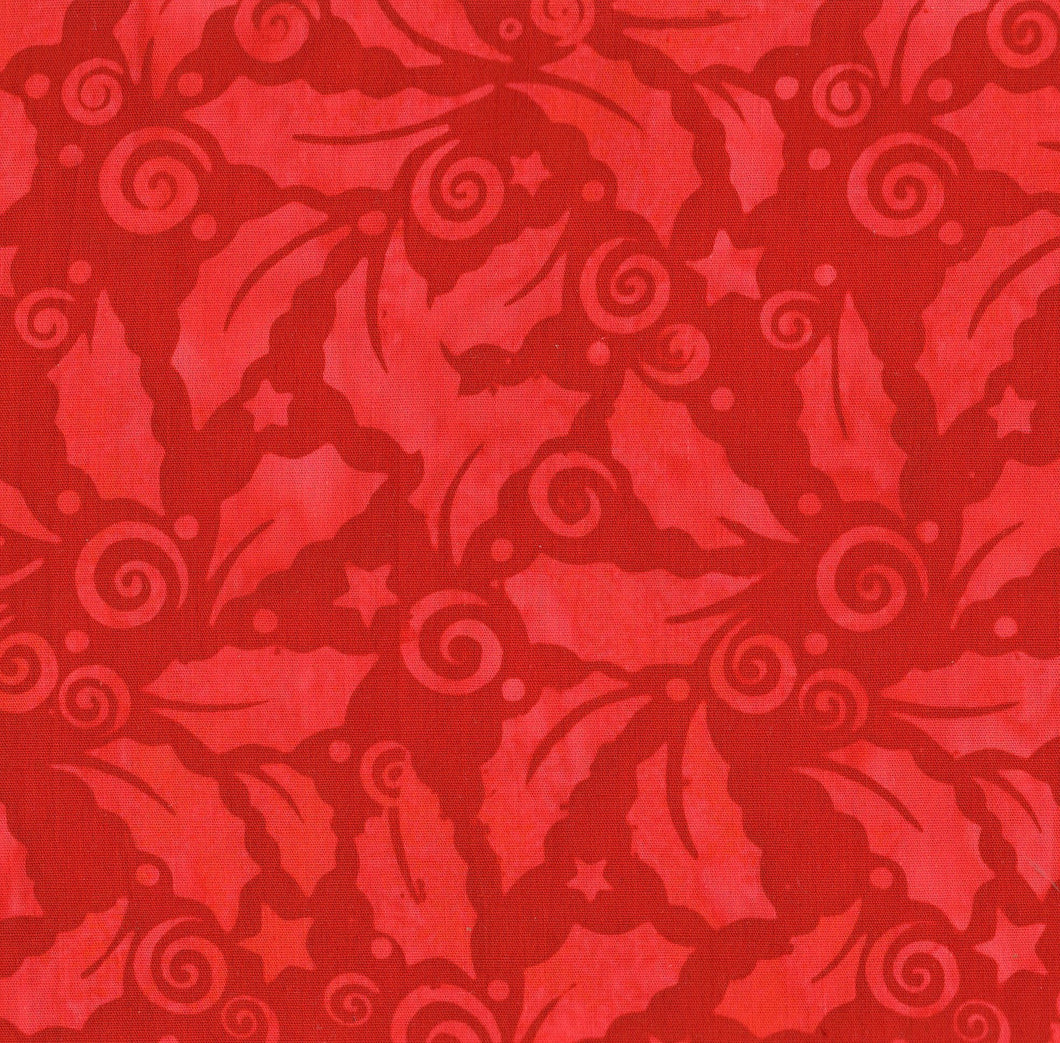 Holly Leaves and Swirls / Cherry Red ba2839