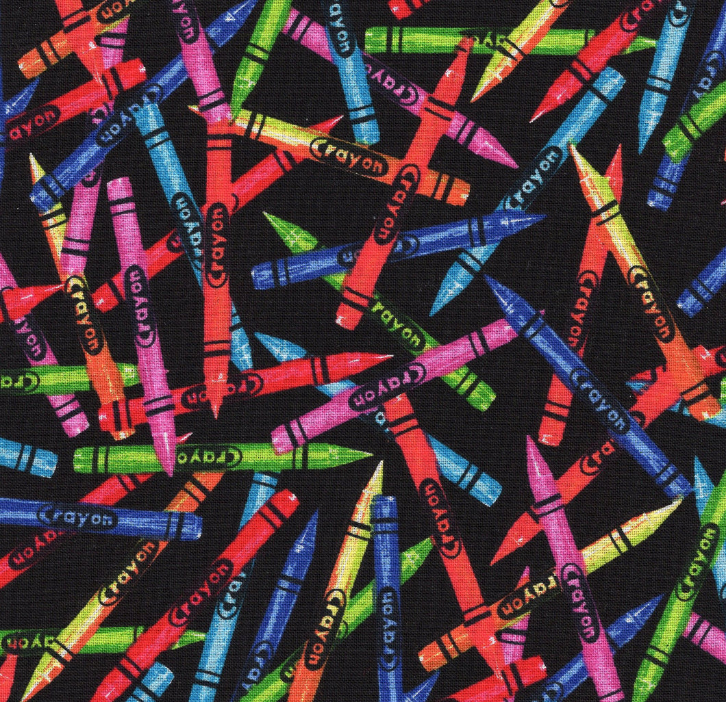 Tossed Crayons / Multi on Black cr1014