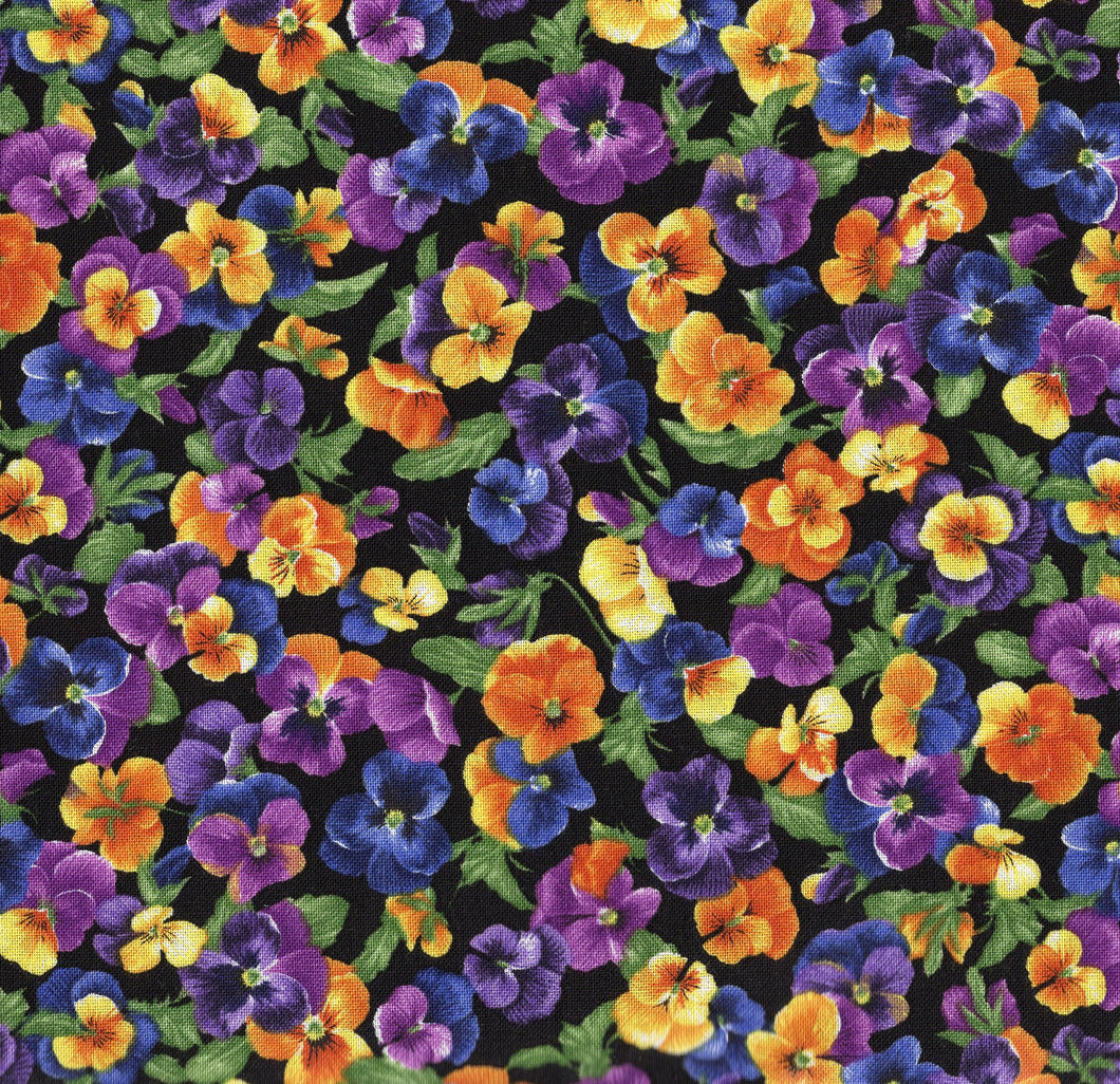 Brightly So Small Pansies / Black flo396