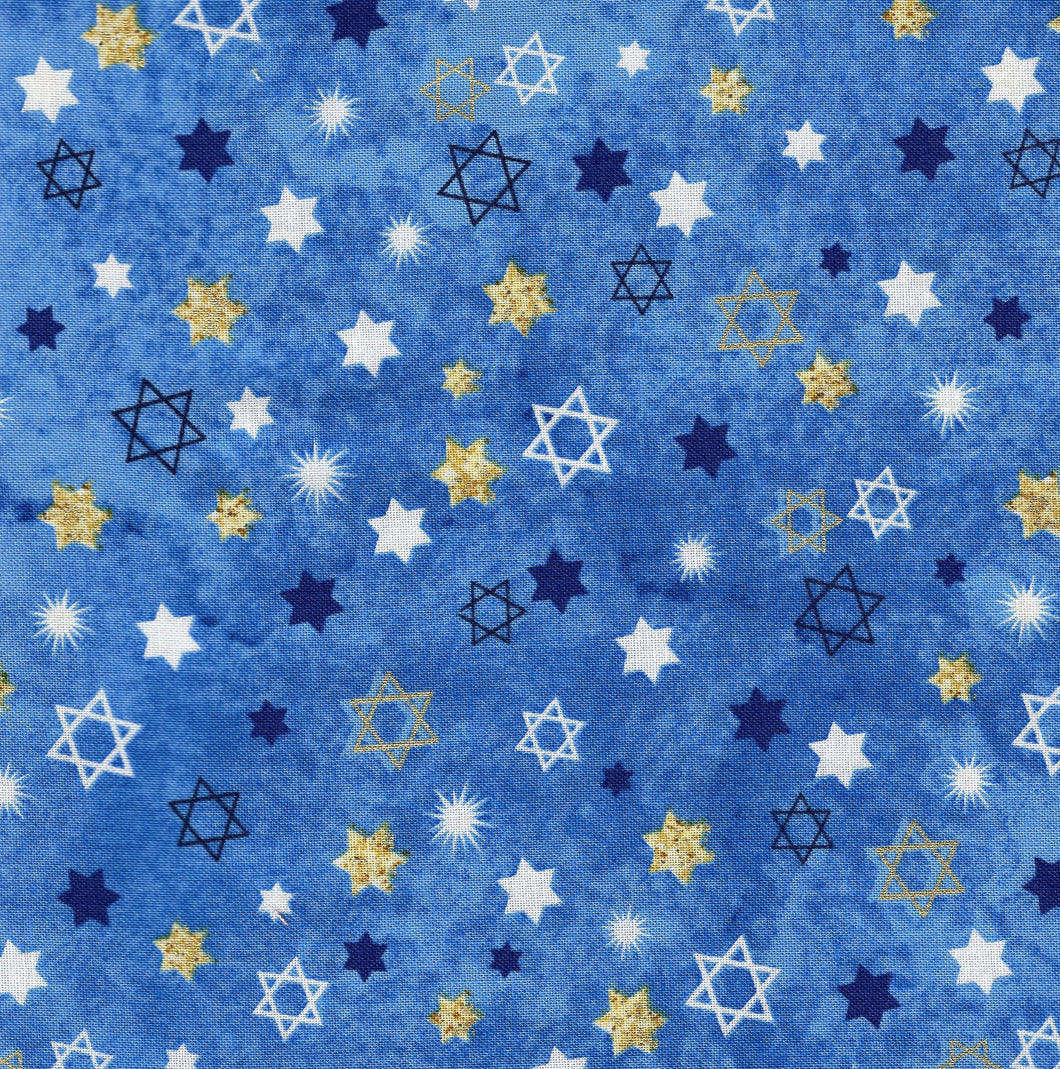 Stonehenge Happy Hanukkah / Blue with Gold Metallic ho635