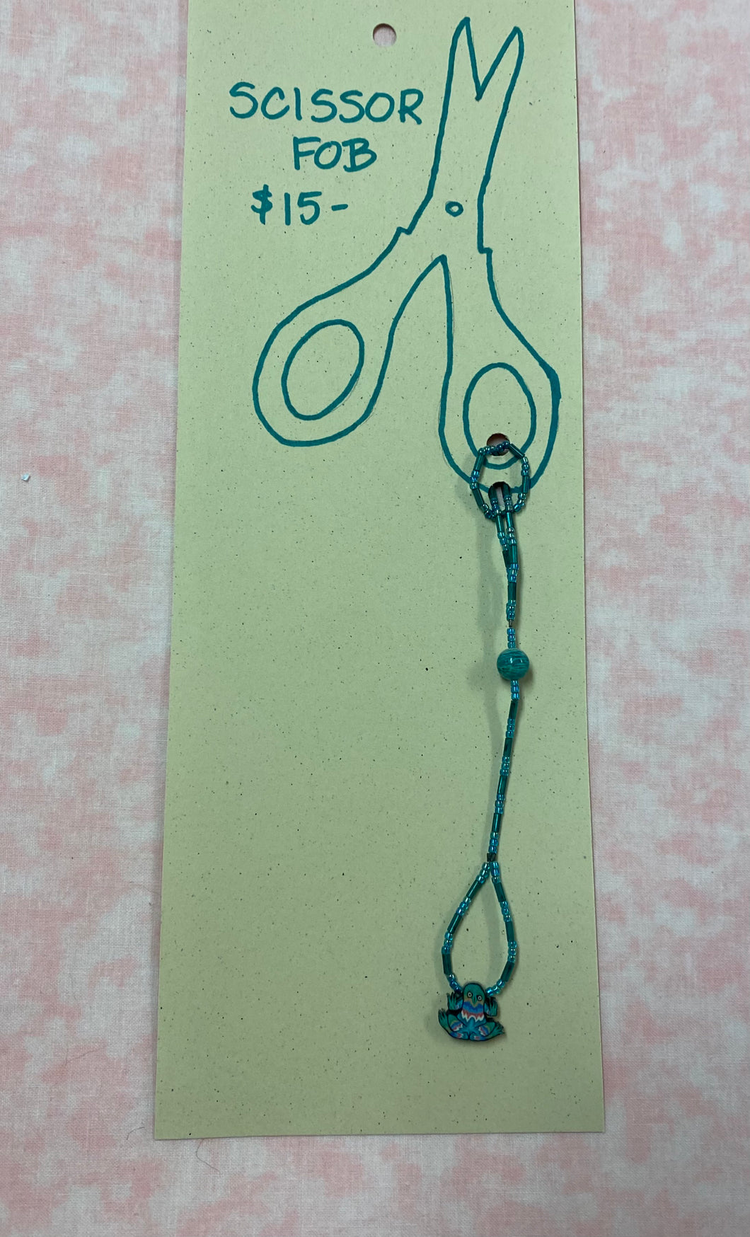 Hand Beaded Scissor Fob / Turquoise n64